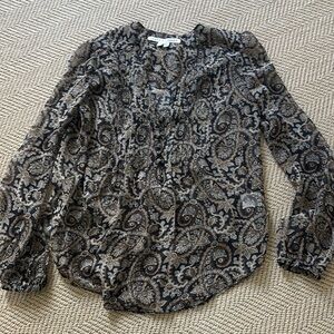 Veronica Beard Paisley Blouse 100% Silk Size 2